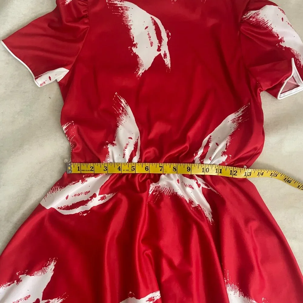 Vintage Joan Curtis red dress w/fish print, size 10 - Picture 6 of 9